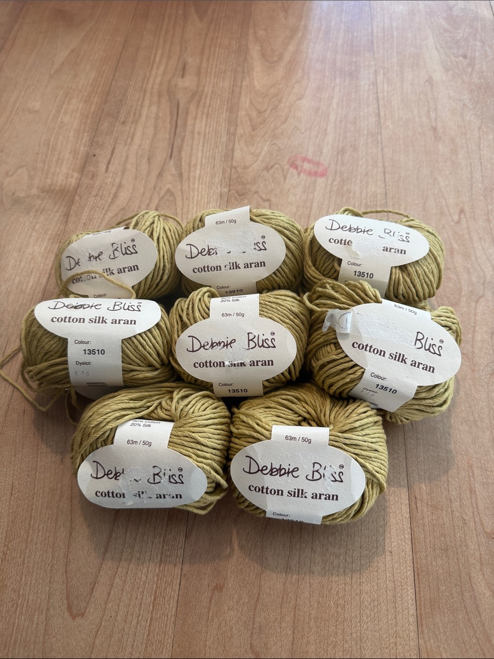 Debbie Bliss Cotton (80)  Silk (20) Aran Yarn - 13510 - Gold - 50g per skein